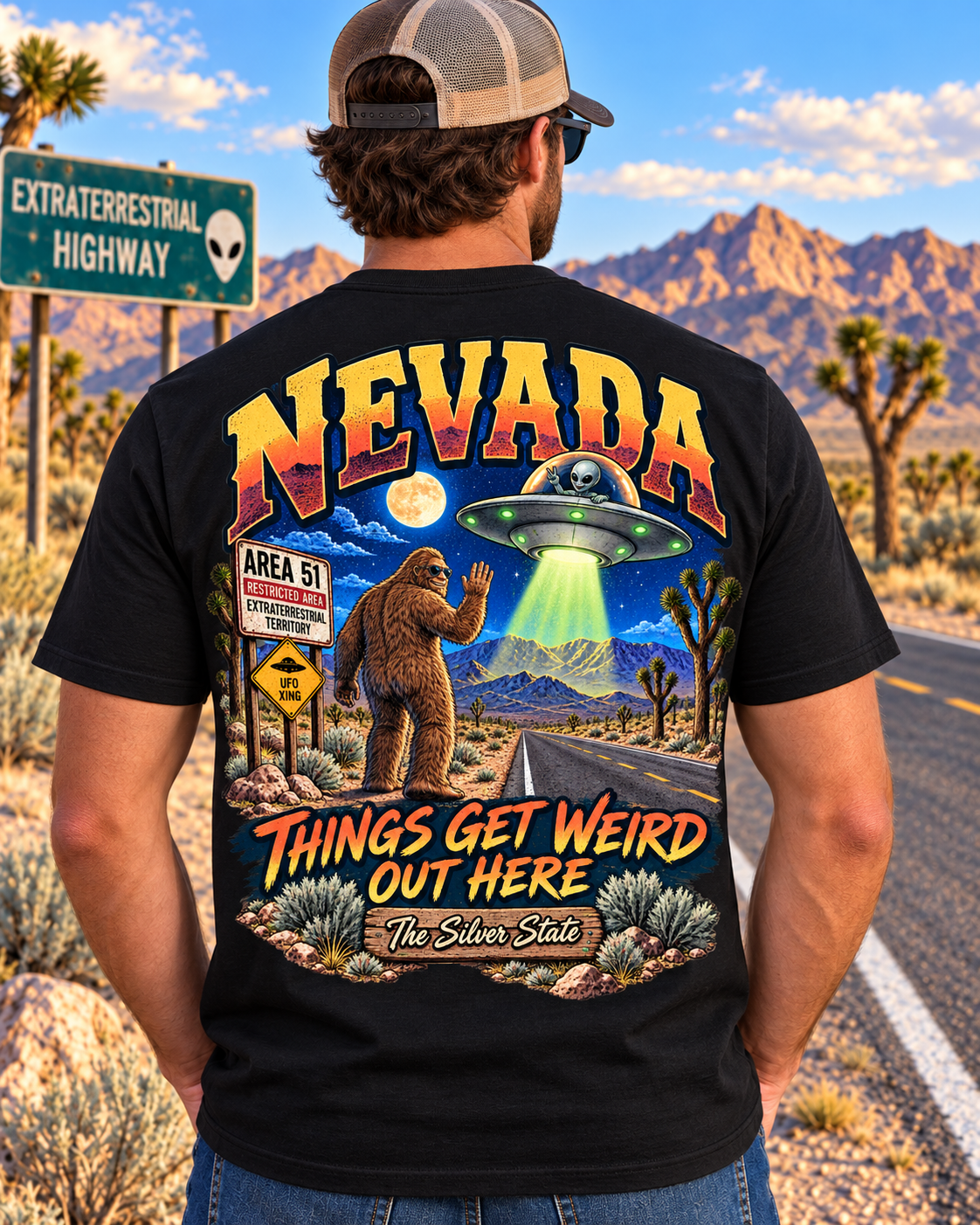 Nevada Bigfoot T-Shirt - Things Get Weird - Bigfoot Coast to Coast