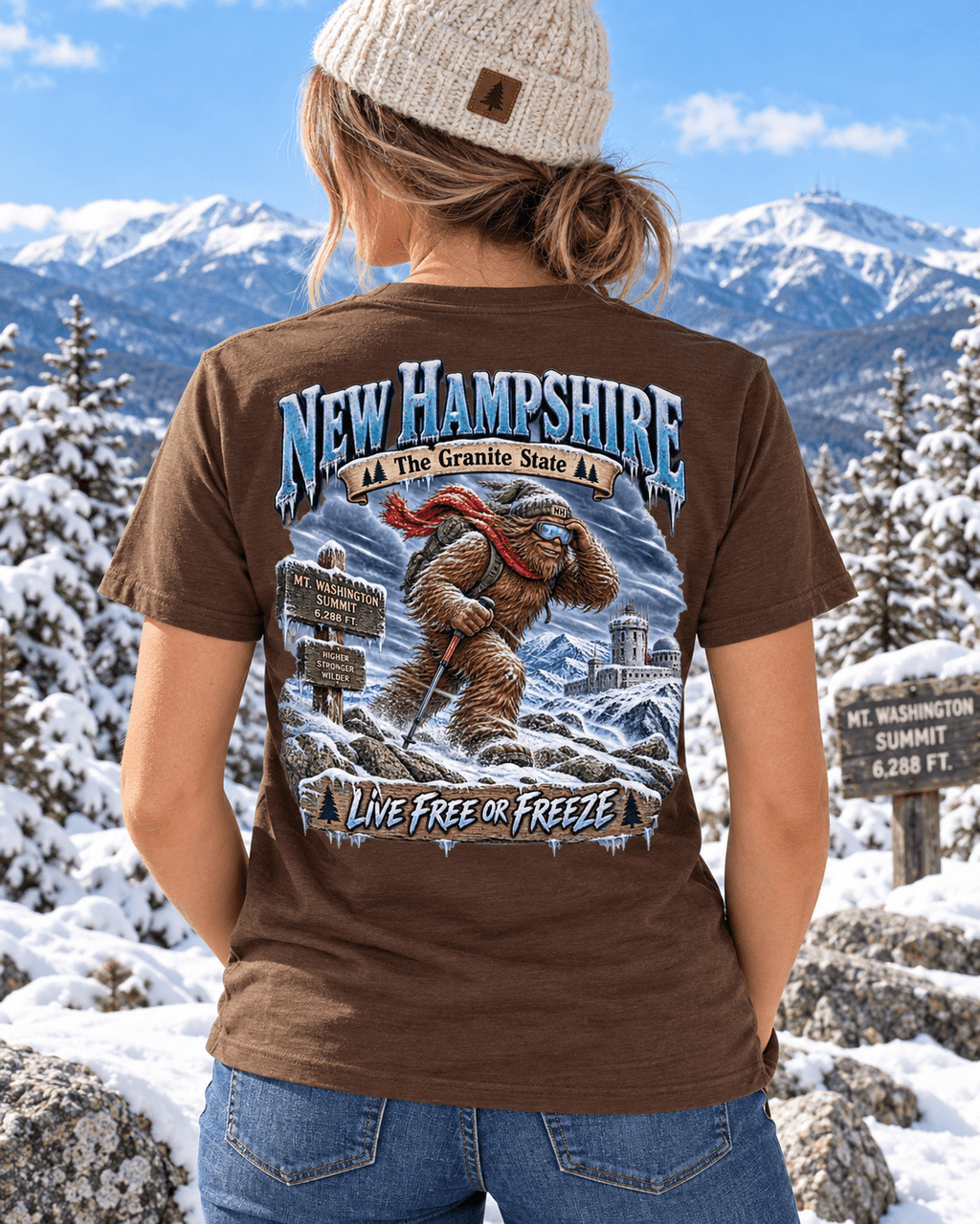 New Hampshire Bigfoot T-Shirt - Freeze - Bigfoot Coast to Coast