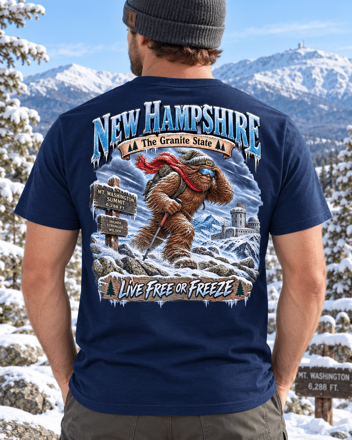 New Hampshire Bigfoot T-Shirt - Freeze - Bigfoot Coast to Coast