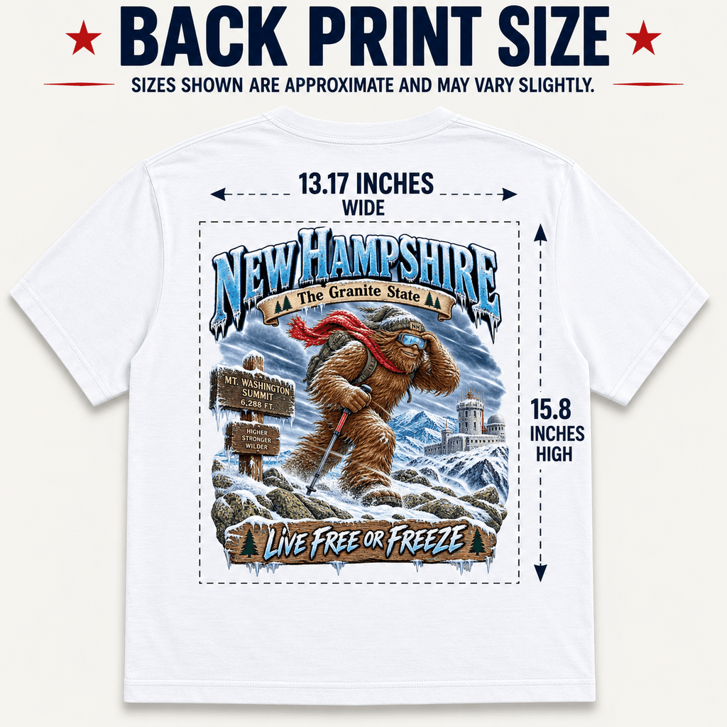 New Hampshire Bigfoot T-Shirt - Freeze - Bigfoot Coast to Coast