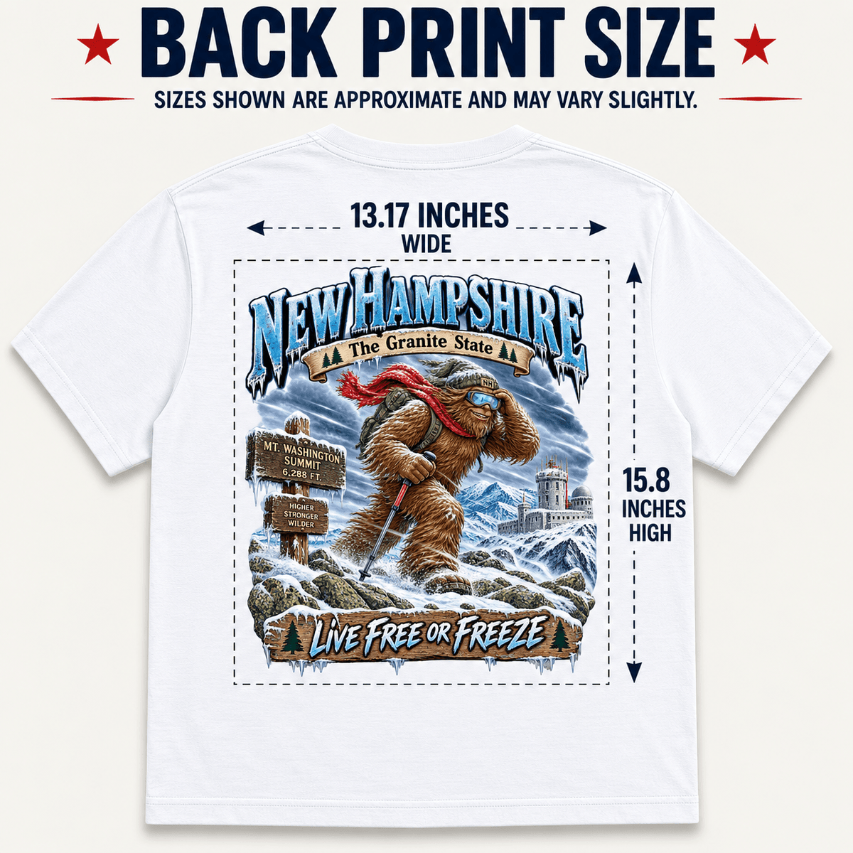 New Hampshire Bigfoot T-Shirt - Freeze - Bigfoot Coast to Coast