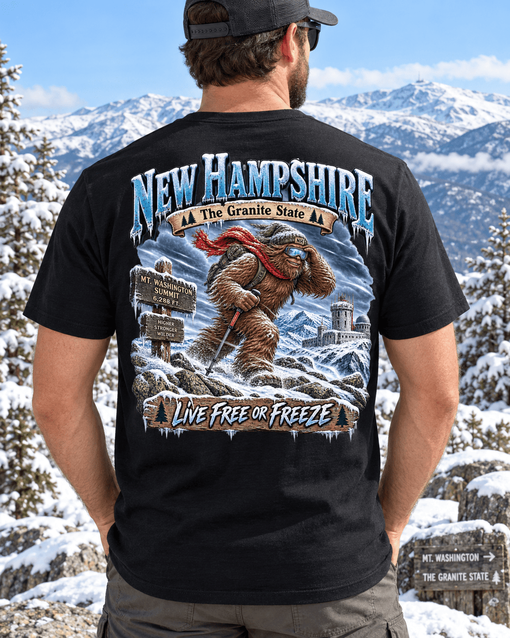 New Hampshire Bigfoot T-Shirt - Freeze - Bigfoot Coast to Coast