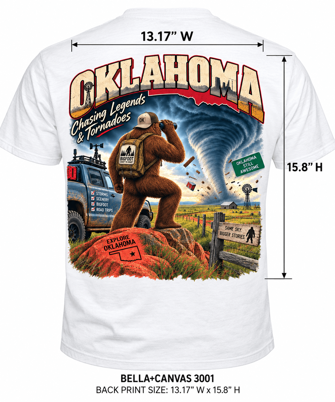 Oklahoma BigFoot T-Shirt - Storm Chaser - Bigfoot Coast to Coast
