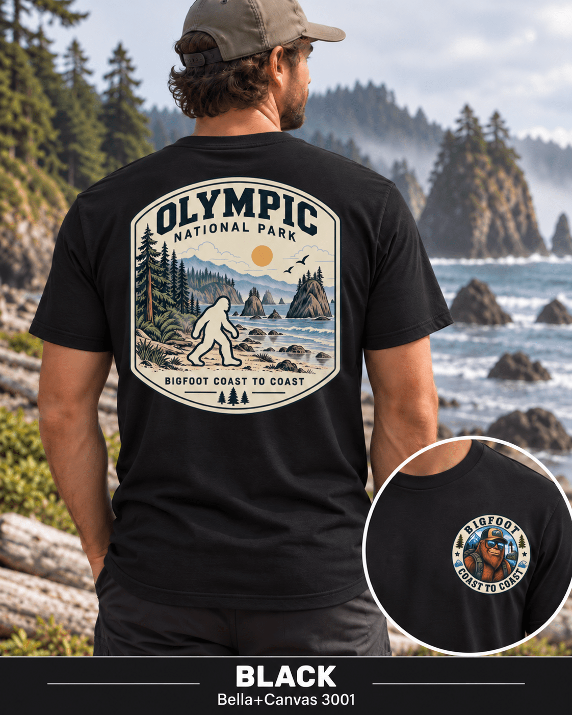 Olympic Bigfoot National Park Shirt | Sasquatch Adventure Tee - Bigfoot Coast to Coast