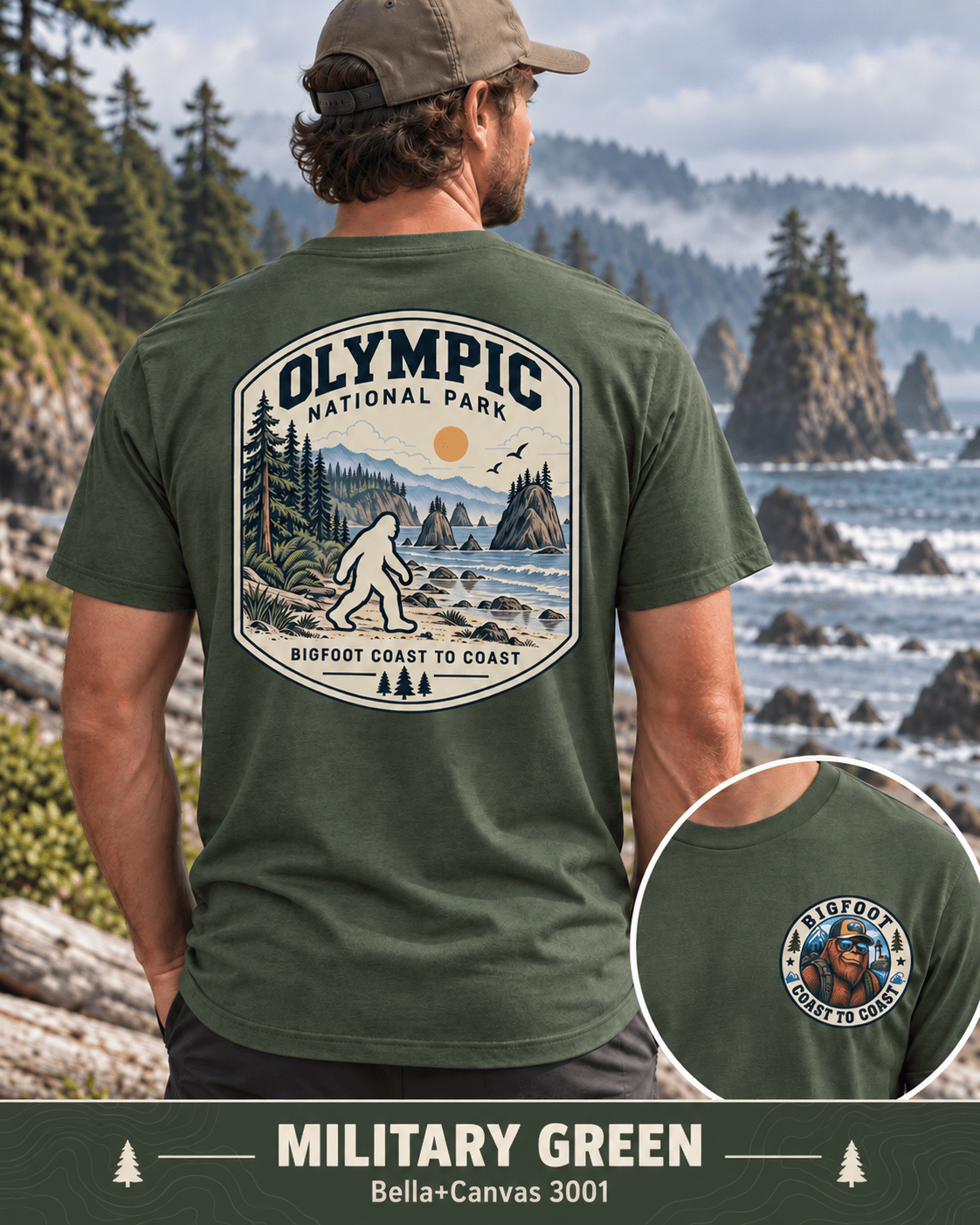 Olympic Bigfoot National Park Shirt | Sasquatch Adventure Tee - Bigfoot Coast to Coast