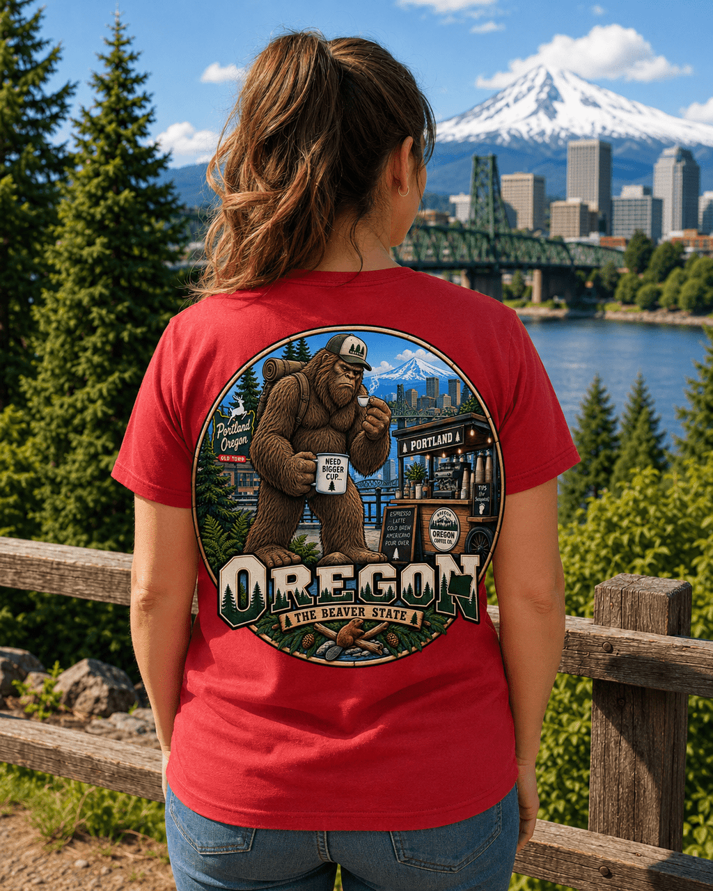 Oregon Bigfoot T-Shirt - Coffee - Bigfoot Coast to Coast