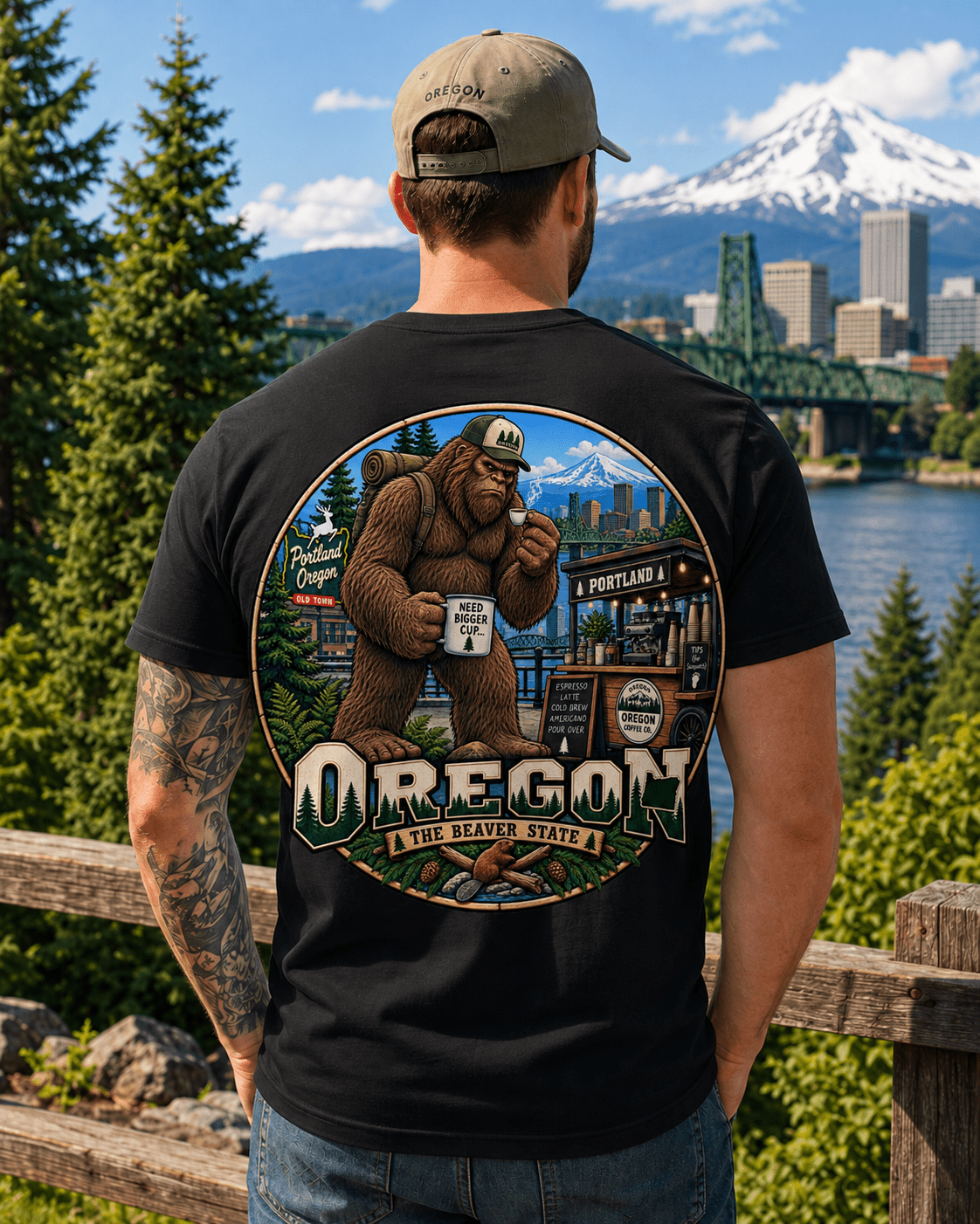 Oregon Bigfoot T-Shirt - Coffee - Bigfoot Coast to Coast