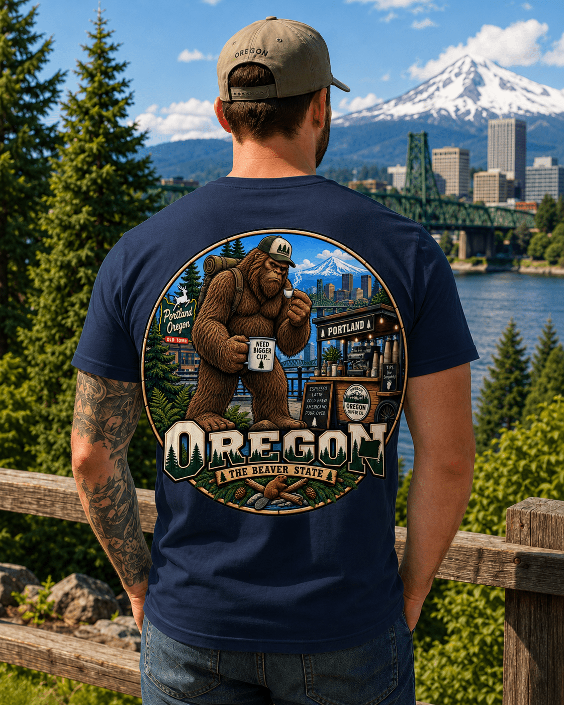 Oregon Bigfoot T-Shirt - Coffee - Bigfoot Coast to Coast