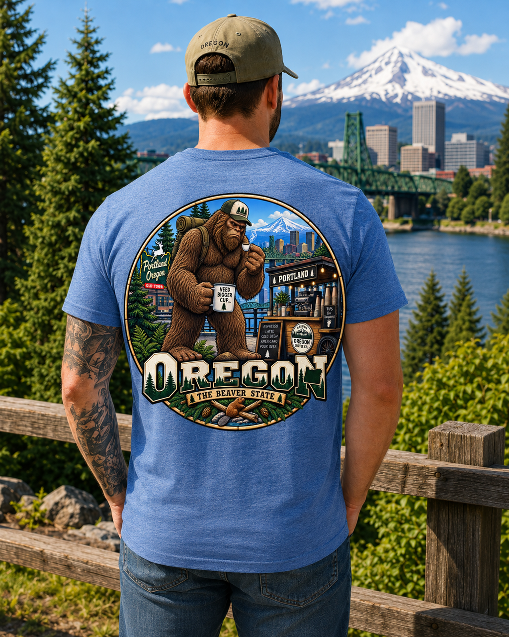 Oregon Bigfoot T-Shirt - Coffee - Bigfoot Coast to Coast