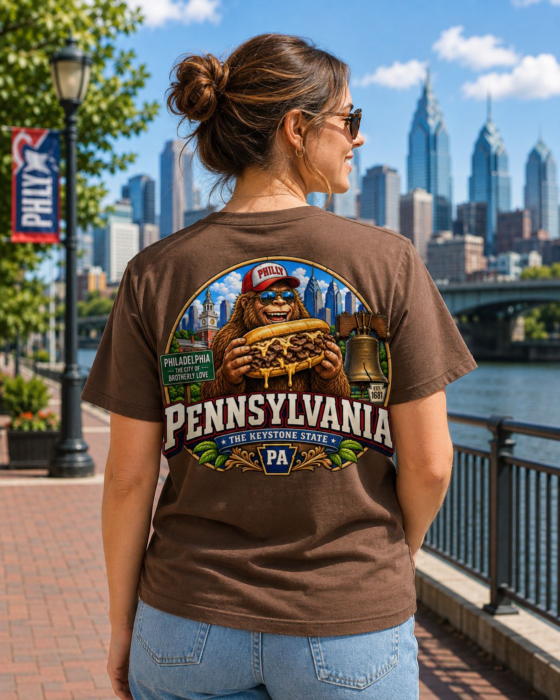 Pennsylvania Bigfoot T-Shirt - Philly Cheesesteak - Bigfoot Coast to Coast