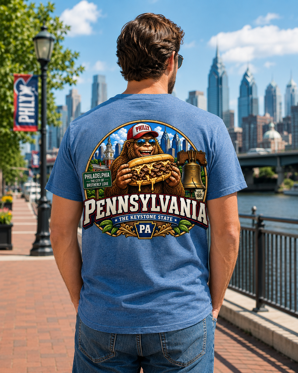 Pennsylvania Bigfoot T-Shirt - Philly Cheesesteak - Bigfoot Coast to Coast