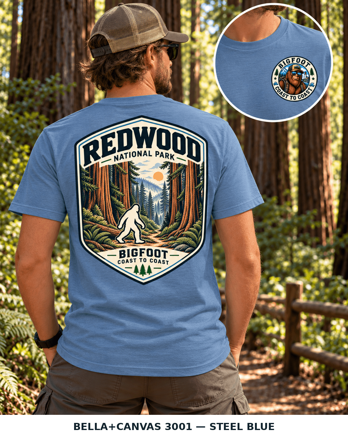 Redwood Bigfoot National Park Shirt | Sasquatch Adventure Tee - Bigfoot Coast to Coast