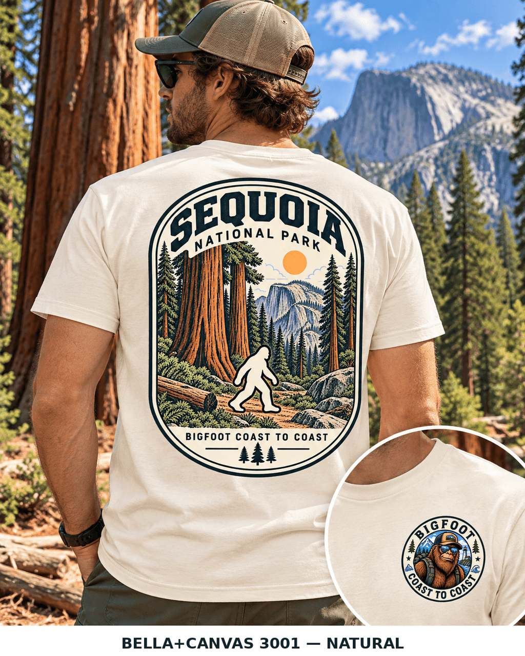 Sequoia Bigfoot National Park Shirt | Sasquatch Adventure Tee - Bigfoot Coast to Coast
