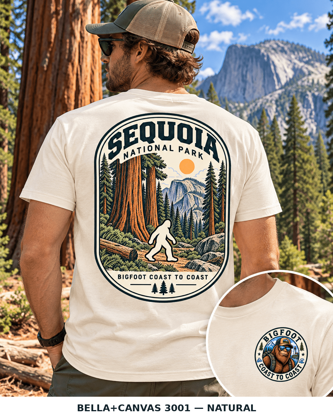Sequoia Bigfoot National Park Shirt | Sasquatch Adventure Tee - Bigfoot Coast to Coast