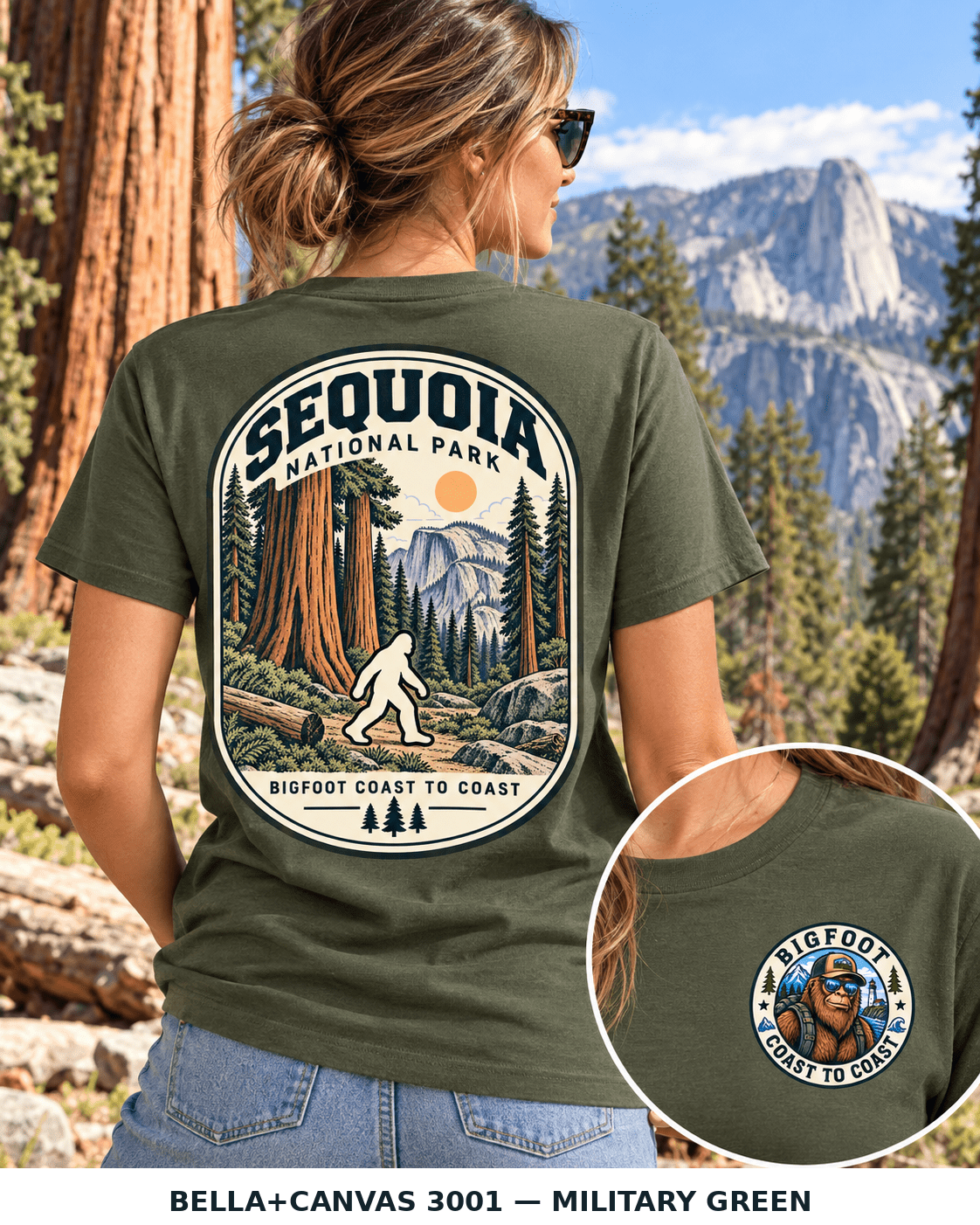 Sequoia Bigfoot National Park Shirt | Sasquatch Adventure Tee - Bigfoot Coast to Coast