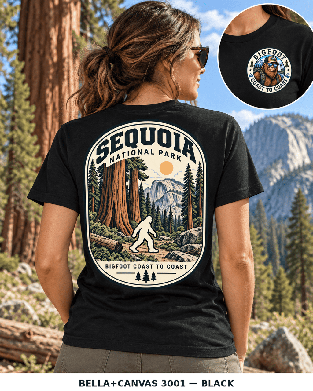Sequoia Bigfoot National Park Shirt | Sasquatch Adventure Tee - Bigfoot Coast to Coast