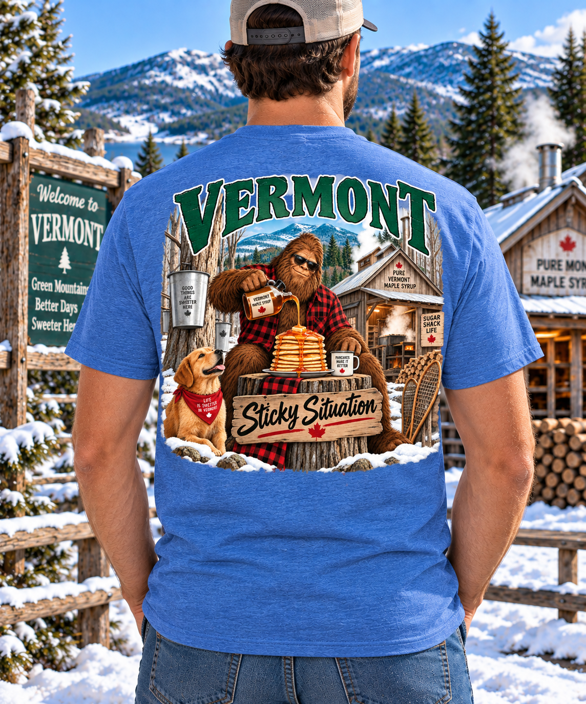 Vermont Bigfoot T-Shirt - Sticky Situation - Bigfoot Coast to Coast
