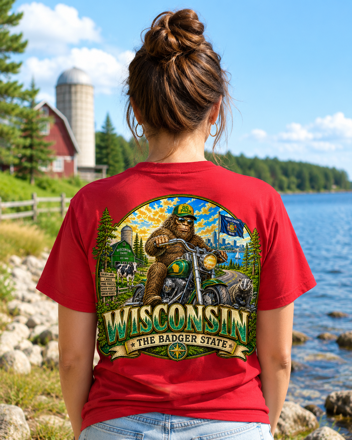 Wisconsin Bigfoot T-Shirt - Motorcycle - Bigfoot Coast to Coast