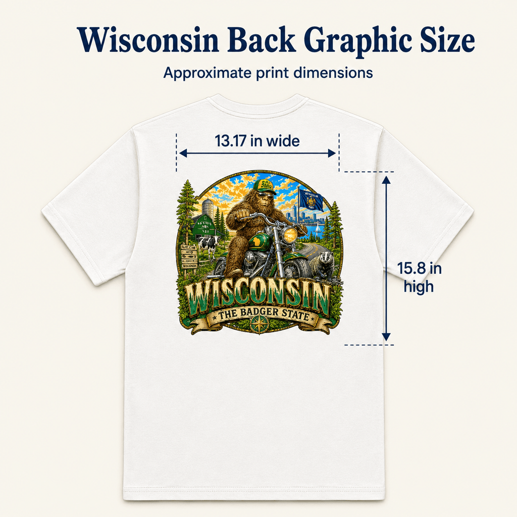 Wisconsin Bigfoot T-Shirt - Motorcycle - Bigfoot Coast to Coast