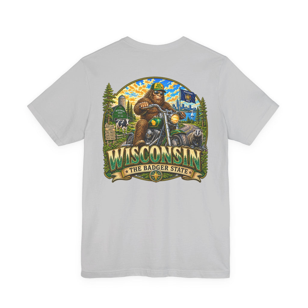 Wisconsin Bigfoot T-Shirt - Motorcycle - Bigfoot Coast to Coast