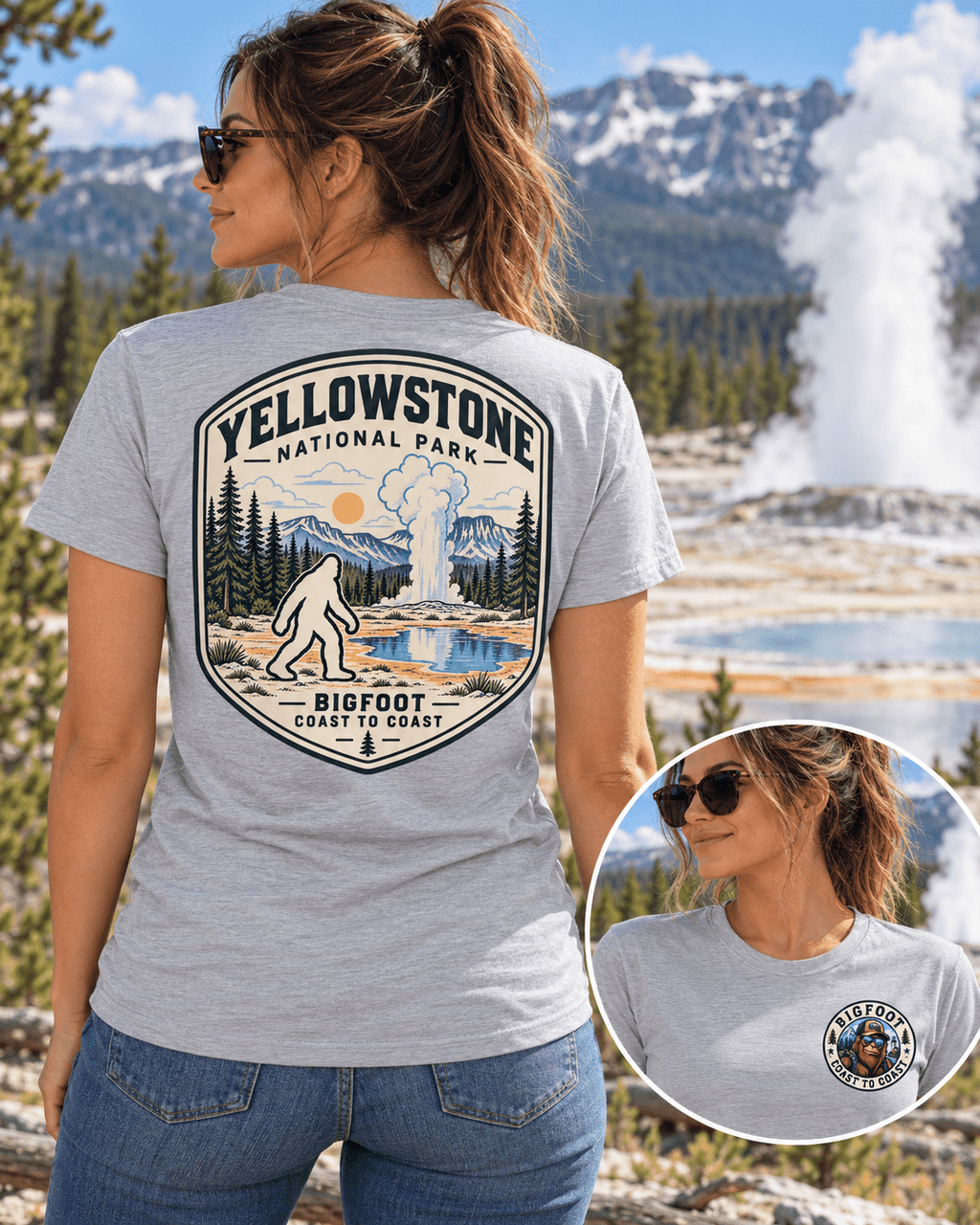 Yellowstone Bigfoot National Park Shirt | Sasquatch Adventure Tee - Bigfoot Coast to Coast