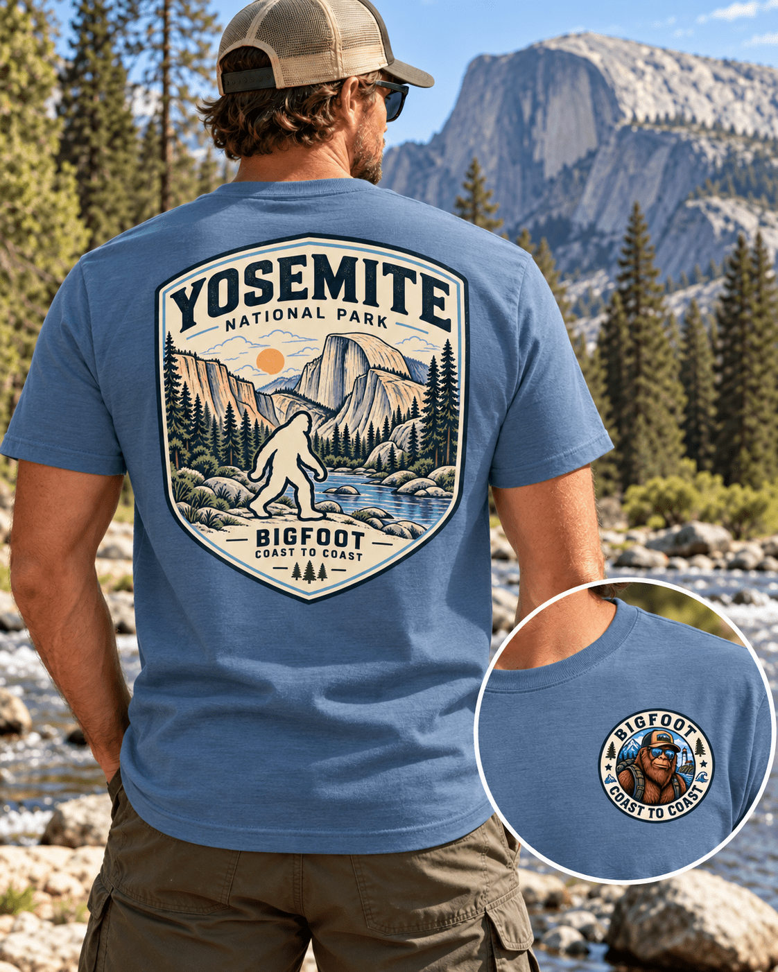 Yosemite Bigfoot National Park Shirt | Sasquatch Adventure Tee - Bigfoot Coast to Coast