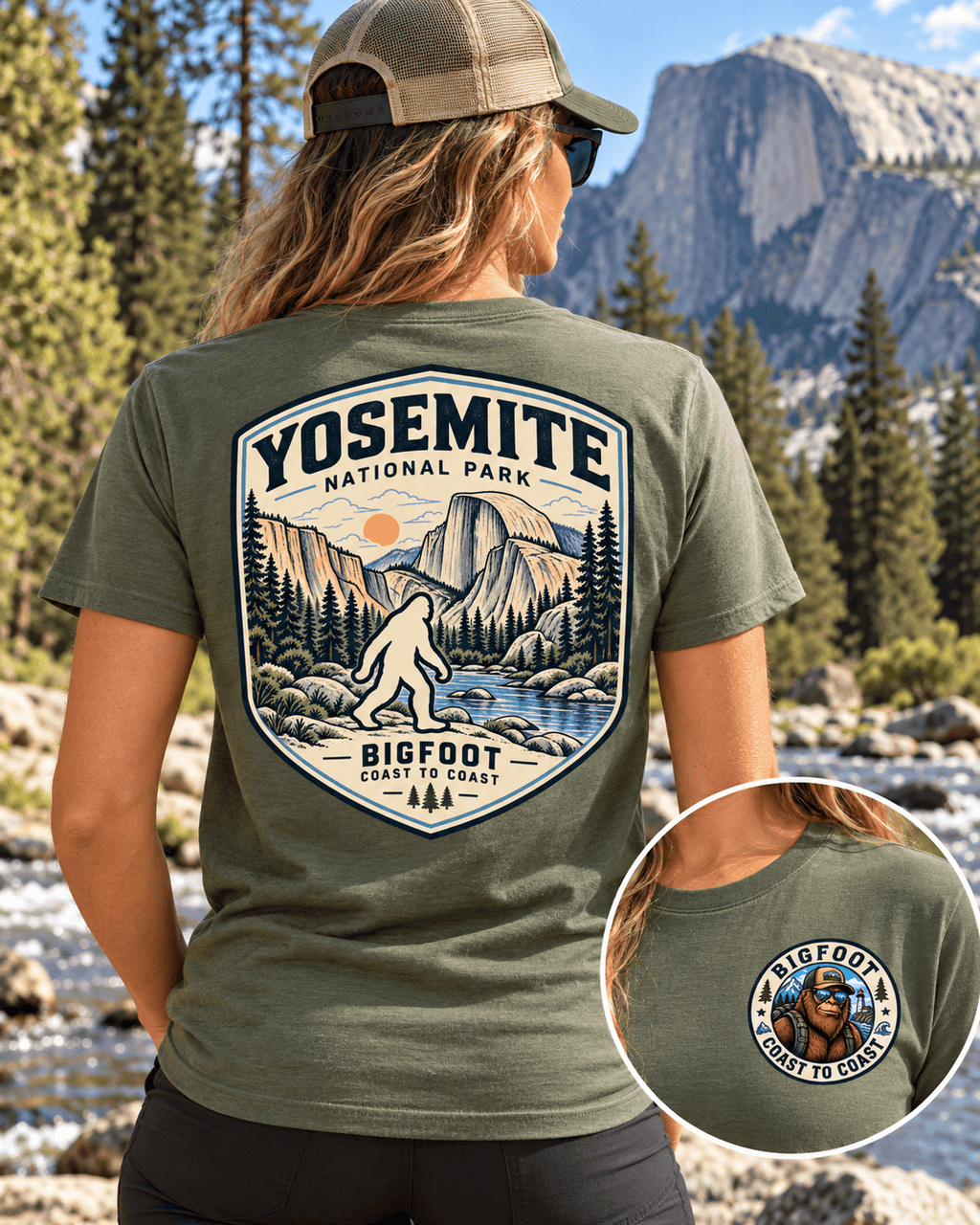 Yosemite Bigfoot National Park Shirt | Sasquatch Adventure Tee - Bigfoot Coast to Coast