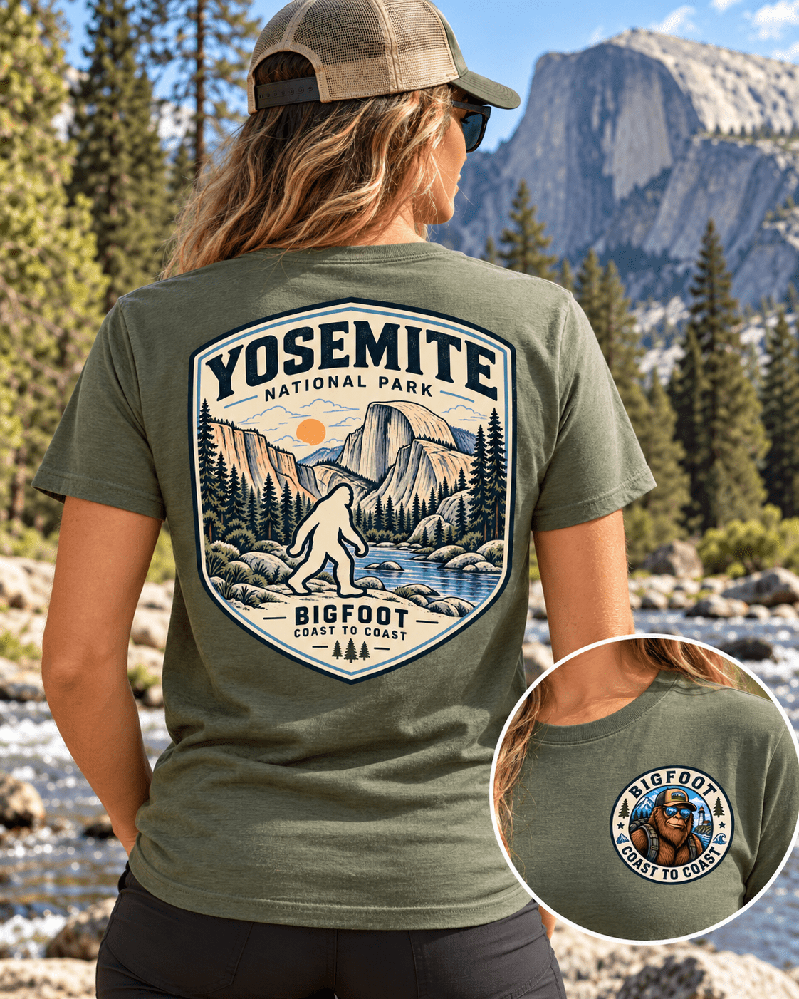 Yosemite Bigfoot National Park Shirt | Sasquatch Adventure Tee - Bigfoot Coast to Coast