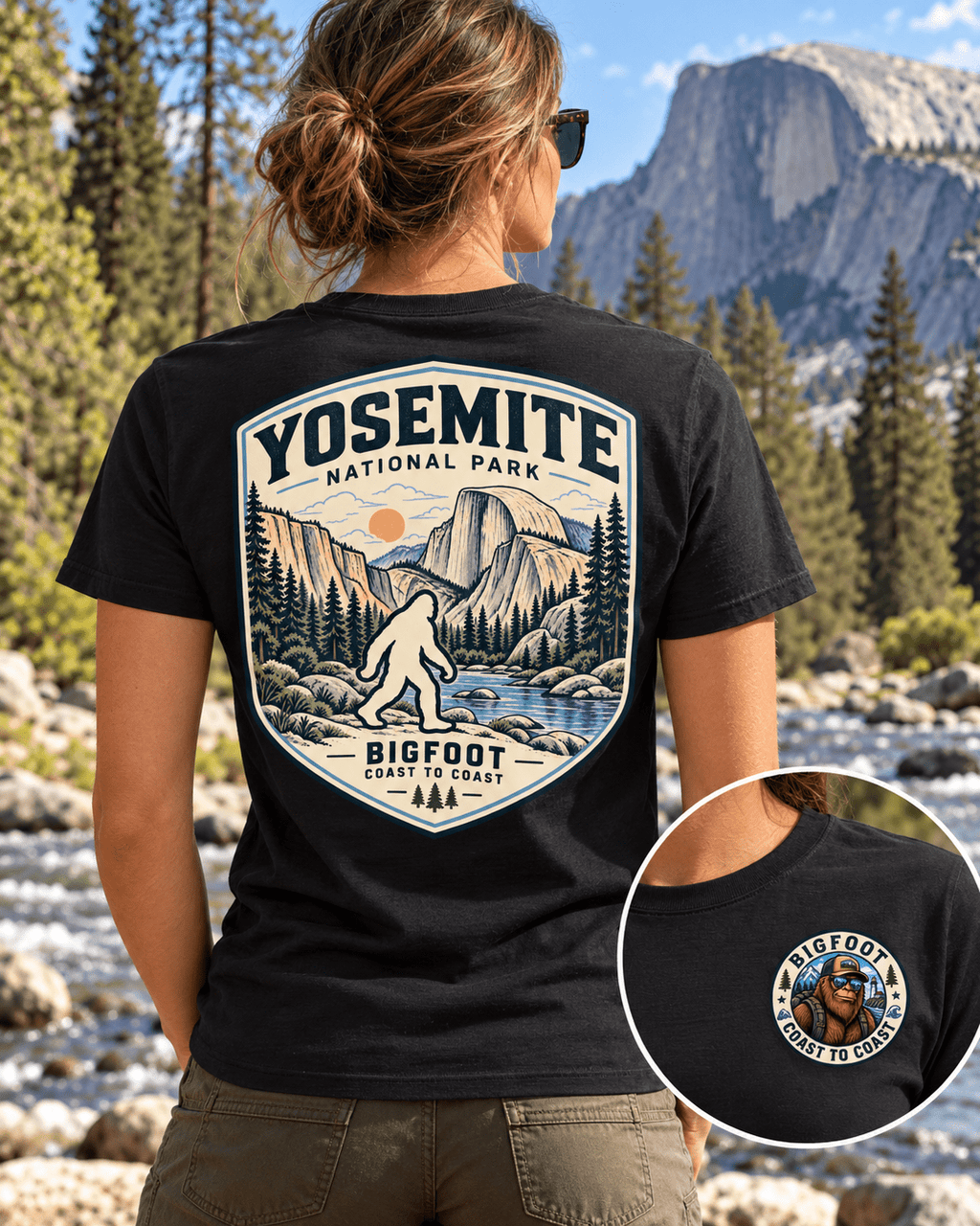 Yosemite Bigfoot National Park Shirt | Sasquatch Adventure Tee - Bigfoot Coast to Coast