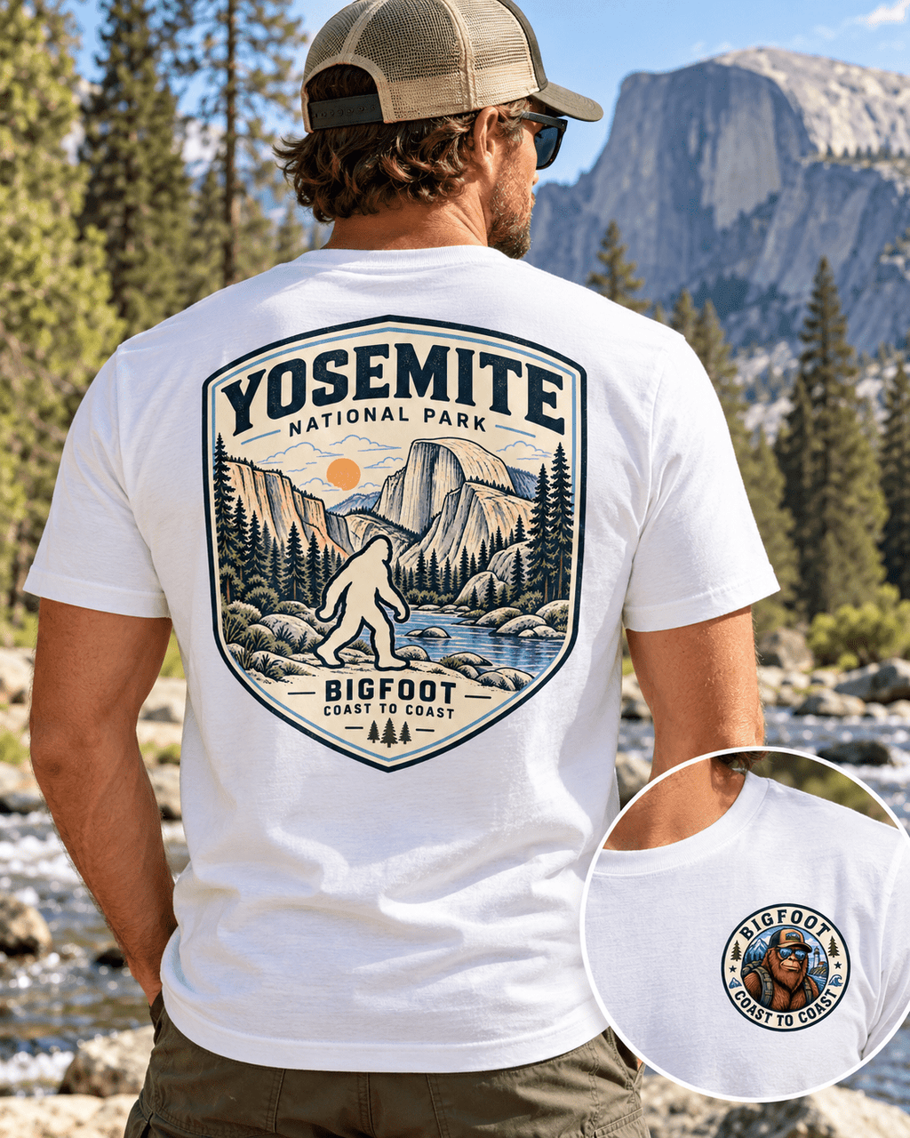 Yosemite Bigfoot National Park Shirt | Sasquatch Adventure Tee - Bigfoot Coast to Coast