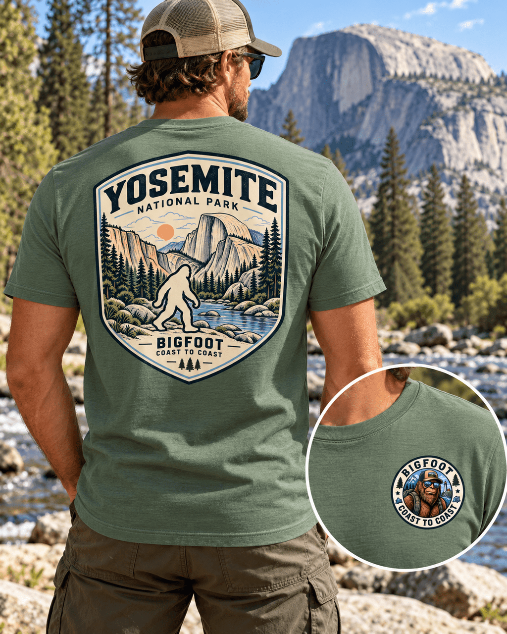 Yosemite Bigfoot National Park Shirt | Sasquatch Adventure Tee - Bigfoot Coast to Coast